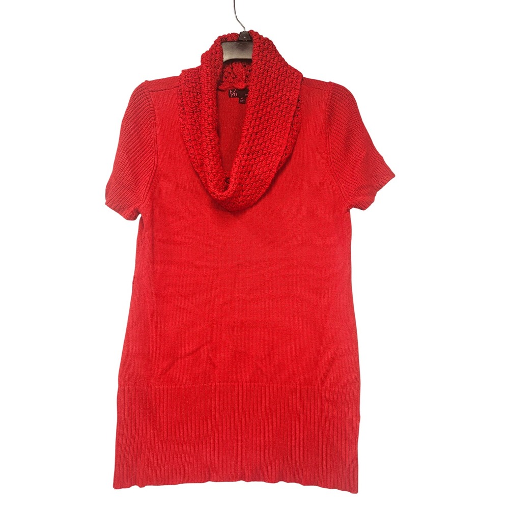 T/O Sweaters Red Cowl Neck Short Sleeve Tunic Sweater XL RN 94330